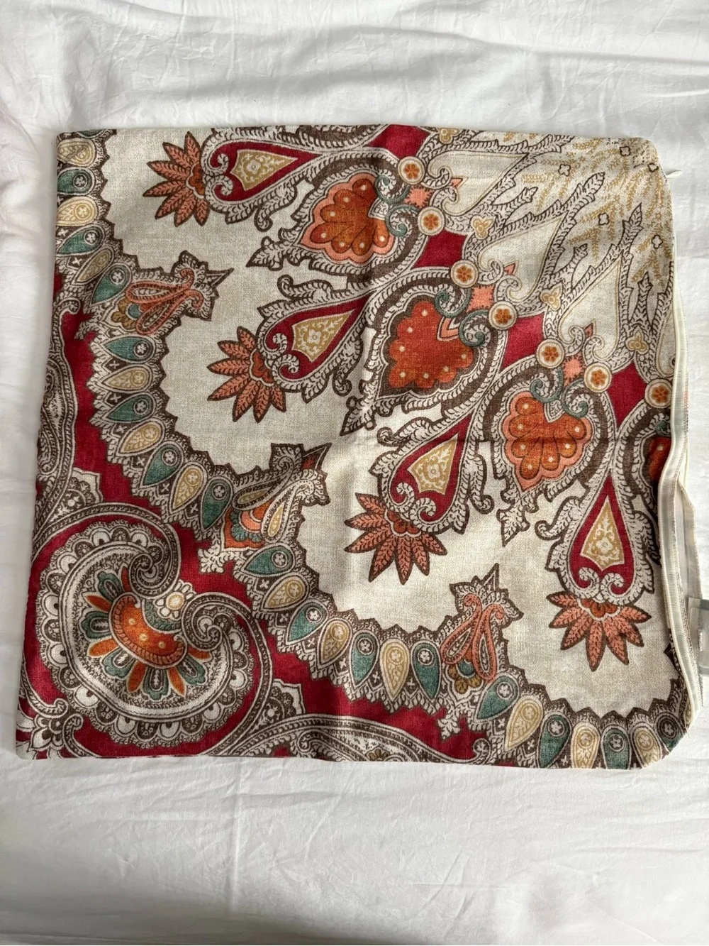 Pottery Barn Paisley Throw Pillow Cover in Red, Orange and Cream